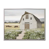 Streamline Art Flower Field Pathway Framed Canvas Art