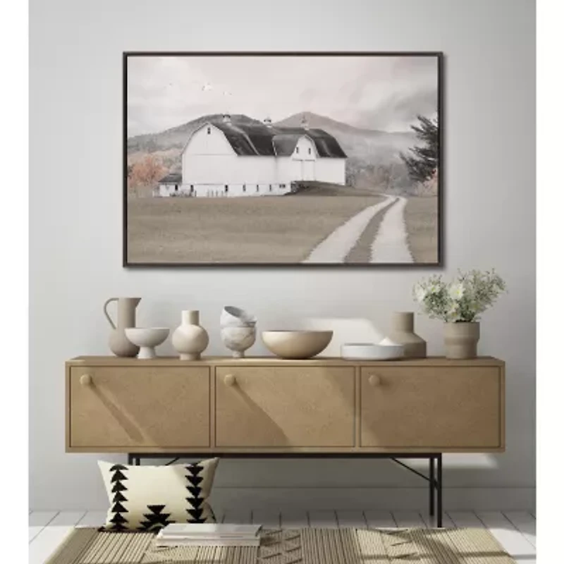 Streamline Art Mountain Farm Framed Canvas Art