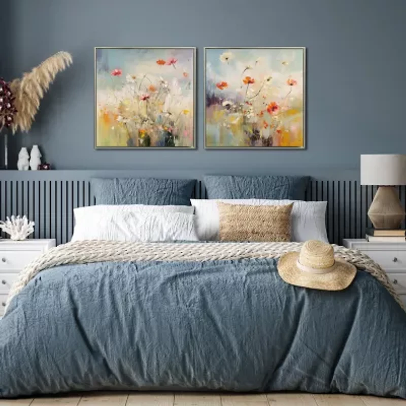 Streamline Art Blooms In The Meadow I Framed Canvas Art