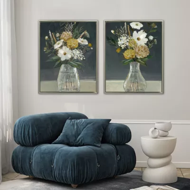Streamline Art Vintage Yellow Bouquet Ii Framed Canvas Art