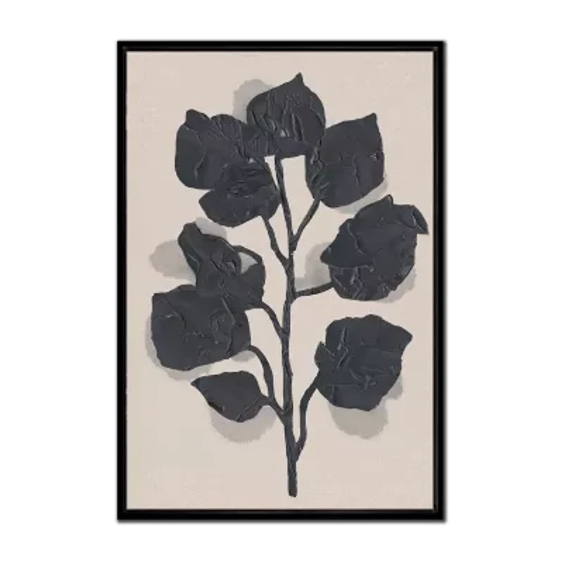 Streamline Art Black Rose Silhouette Ii Framed Canvas Art