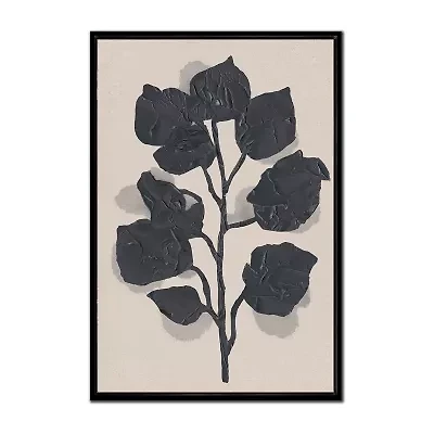 Streamline Art Black Rose Silhouette Ii Framed Canvas Art