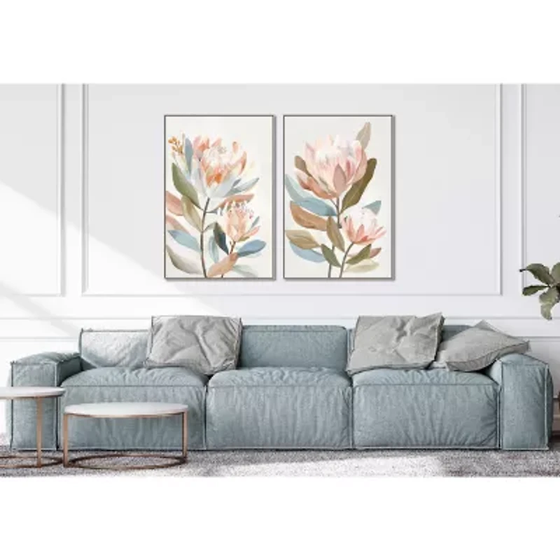 Streamline Art Pastel Proteas Ii Framed Canvas Art