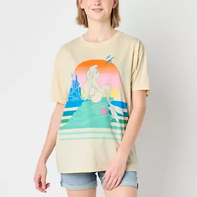Boyfriend Tee Womens Crew Neck Short Sleeve Loose Fit The Little Mermaid Juniors Graphic T-Shirt