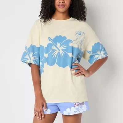 Lilo And Stitch The Movie Oversized Tee Womens Crew Neck Short Sleeve & Juniors Graphic T-Shirt