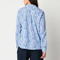 by&by Womens Long Sleeve Drop Shoulder Regular Fit Juniors Button-Down Shirt