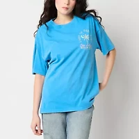 Arizona Womens Crew Neck Short Sleeve Oversized Juniors Graphic T-Shirt