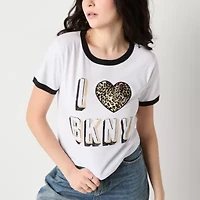 Womens Crew Neck Short Sleeve Regular Fit Juniors Graphic T-Shirt