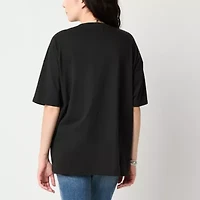 Arizona Womens Crew Neck Short Sleeve Oversized Juniors Graphic T-Shirt