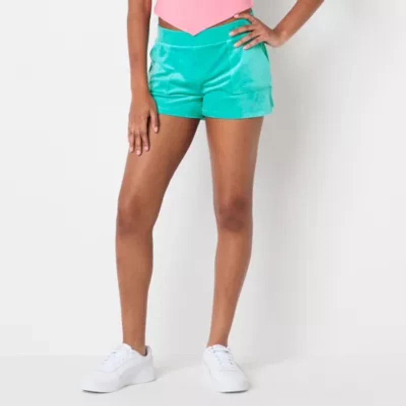 Juicy By Couture Juniors Womens Mid Rise Velour Pull-On Short