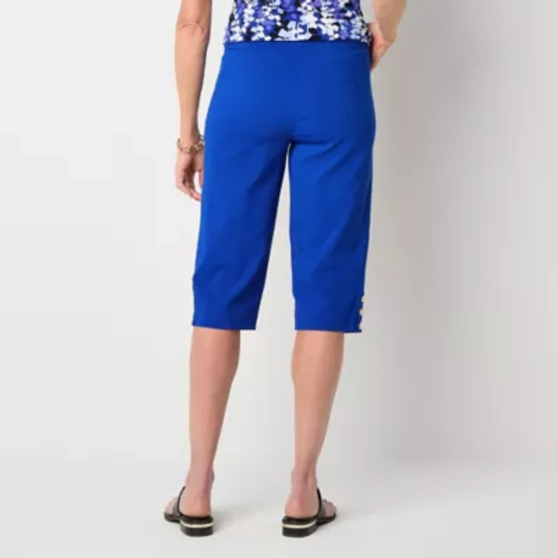 Liz Claiborne Alyssa Cropped Womens Stretch Fabric Straight Mid Rise Capri Pant