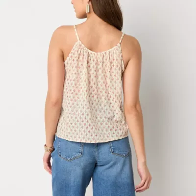 a.n.a Dobby Print Womens Scoop Neck Sleeveless Camisole