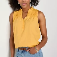St. John's Bay Womens Split Crew Neck Sleeveless Blouse