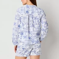 St. John's Bay Womens Split Crew Neck Long Sleeve Blouse
