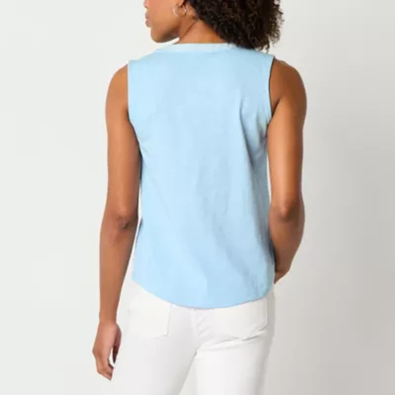 St. John's Bay Womens V Neck Sleeveless Blouse