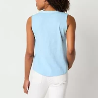 St. John's Bay Womens V Neck Sleeveless Blouse