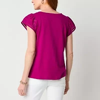 St. John's Bay Womens Crew Neck Short Sleeve Blouse