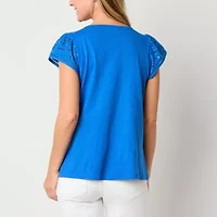 St. John's Bay Womens Crew Neck Short Sleeve Blouse