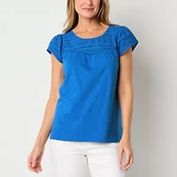 St. John's Bay Womens Crew Neck Short Sleeve Blouse