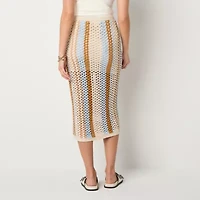 a.n.a Crochet Womens High Rise Midi Pencil Skirt