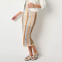 a.n.a Crochet Womens High Rise Midi Pencil Skirt