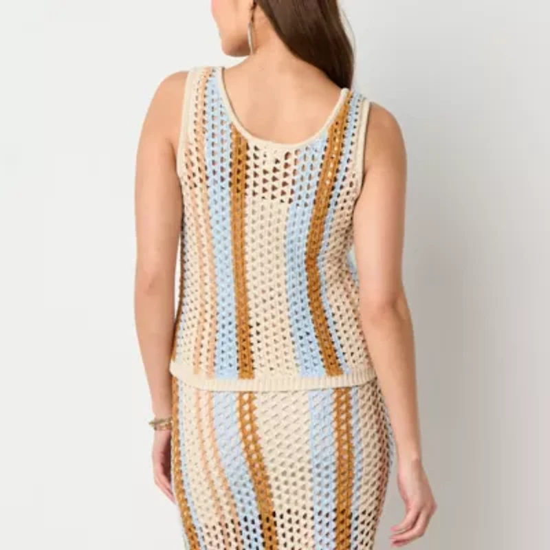 a.n.a Crochet Womens Scoop Neck Sleeveless Tank Top