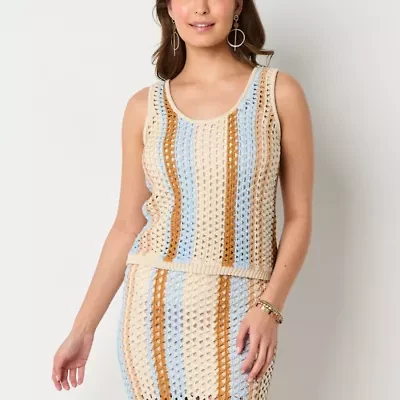 a.n.a Crochet Womens Scoop Neck Sleeveless Tank Top