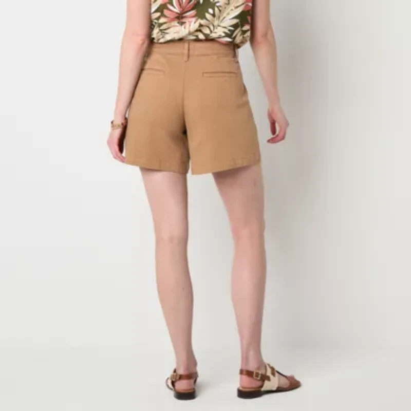 Liz Claiborne Womens Mid Rise Pleated Short