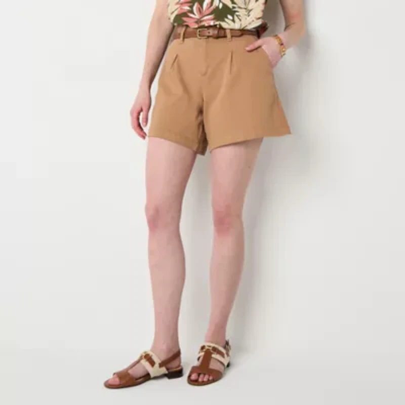 Liz Claiborne Womens Mid Rise Pleated Short