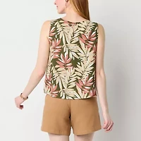 Liz Claiborne Womens Crew Neck Sleeveless Tank Top