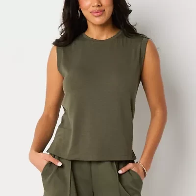 Stylus Womens Crew Neck Sleeveless T-Shirt