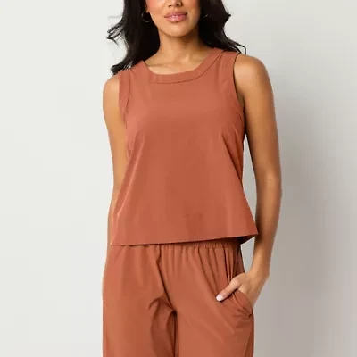 Stylus Womens Round Neck Sleeveless Shell