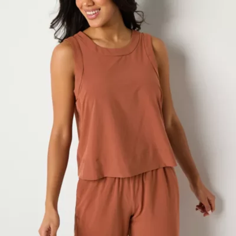 Stylus Womens Round Neck Sleeveless Shell