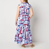 St. John's Bay Womens Sleeveless Plus Shirt Dress