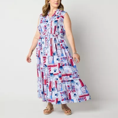 St. John's Bay Womens Sleeveless Plus Shirt Dress