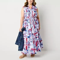 St. John's Bay Womens Sleeveless Plus Shirt Dress