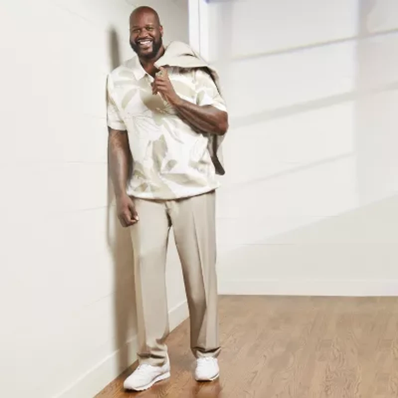 Shaquille O'Neal XLG Mens Big and Tall Stretch Fabric Classic Fit Flat Front Suit Pant