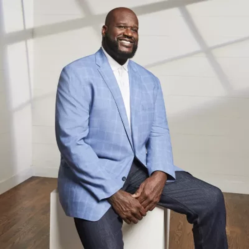 Shaquille O'Neal XLG Mens Big and Tall Plaid Stretch Fabric Classic Fit Sport Coat