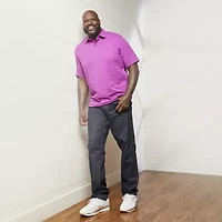 Shaquille O'Neal XLG Cable Knit Big and Tall Mens Regular Fit Short Sleeve Polo Shirt
