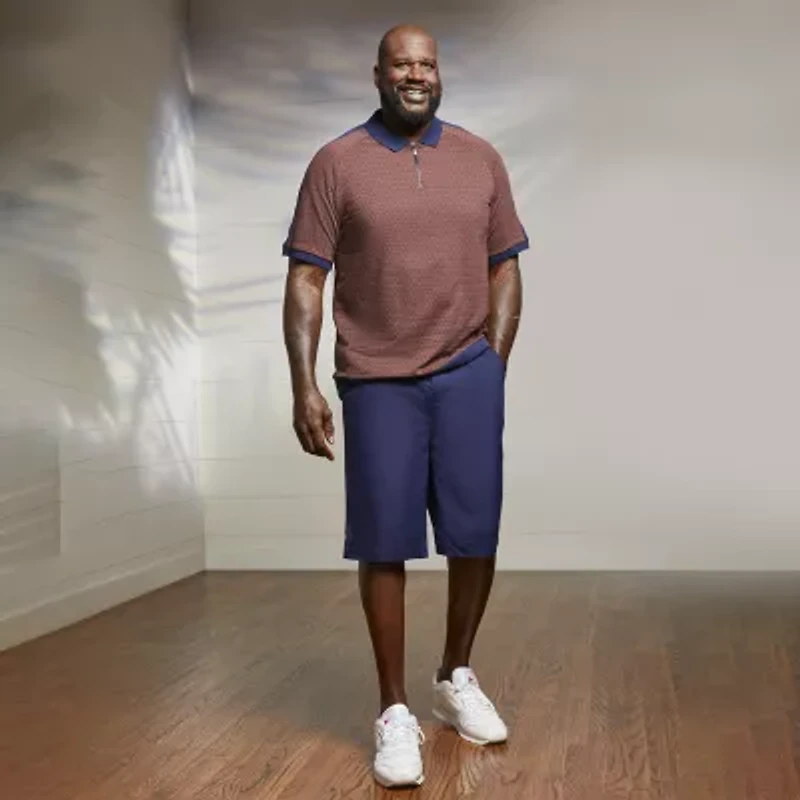 Shaquille O'Neal XLG Mens 10 1/2" Big and Tall Moisture Wicking Drawstring Waist Chino Short