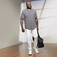 Shaquille O'Neal XLG Mens Short Sleeve Regular Fit Big and Tall Button-Down Shirt