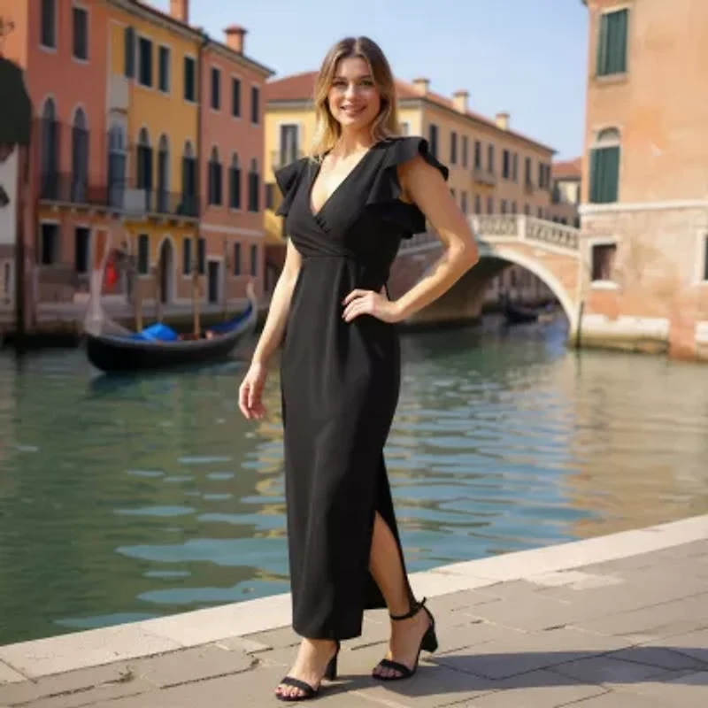 24seven Comfort Apparel Womens Short Sleeve Wrap Dress