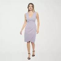 24seven Comfort Apparel Womens Sleeveless Midi Wrap Dress