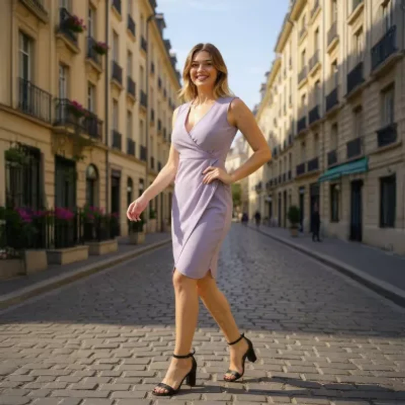 24seven Comfort Apparel Womens Sleeveless Midi Wrap Dress