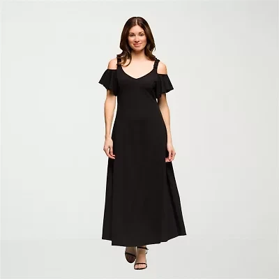 24seven Comfort Apparel Womens Short Sleeve Maxi Dress