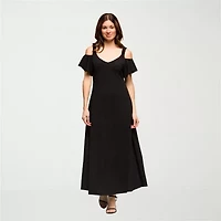 24seven Comfort Apparel Womens Short Sleeve Maxi Dress