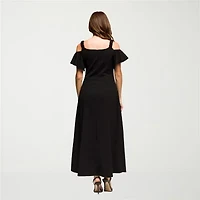 24seven Comfort Apparel Womens Short Sleeve Maxi Dress
