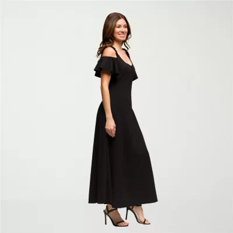 24seven Comfort Apparel Womens Short Sleeve Maxi Dress