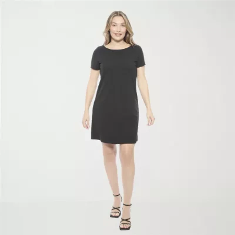 24seven Comfort Apparel Womens Short Sleeve Shift Dress