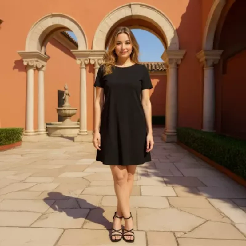 24seven Comfort Apparel Womens Short Sleeve Shift Dress